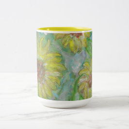 Boho Chic Sunflower Waterverf Art 15 oz Mok