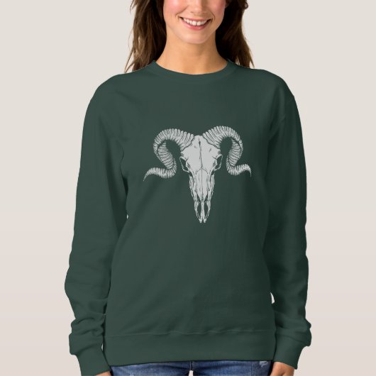 Boho Chic Sweatshirt vert avec crâne de Buffalo (Devant)