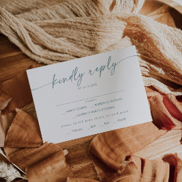 Boho Chic Teal en Witte Menukaart Keuze RSVP Kaart