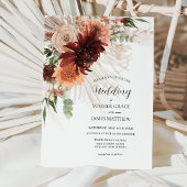 Boho Chic Terracotta Bloemen Pampas Grass Bruiloft Kaart