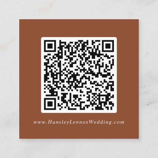 Boho chic terracotta bruiloft QR-code Details Informatiekaartje (Achterkant)
