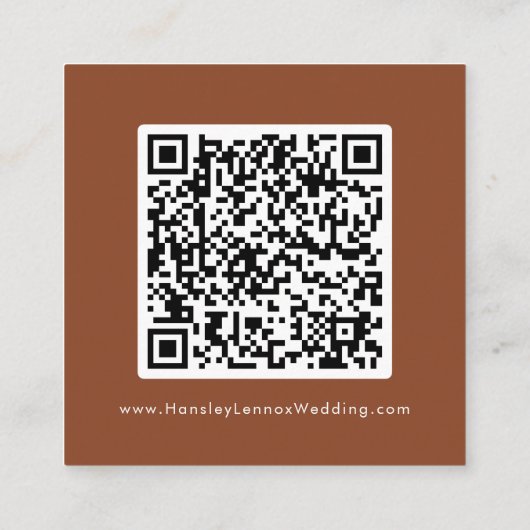 Boho Chic Terracotta Bruiloft QR Code RSVP Informatiekaartje (Achterkant)