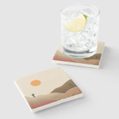 Boho Chic Terracotta Desert Cactus Monogram Stenen Onderzetter (Zijkant)