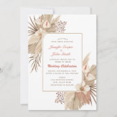 Boho Chic Terracotta Pampas Grass Orchid Wedding Kaart (Voorkant)
