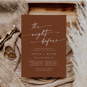 Boho Chic Terracotta Répétition Dîner Invitations