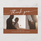 Boho chic terracotta trouwfoto dank u briefkaart (Voorkant)