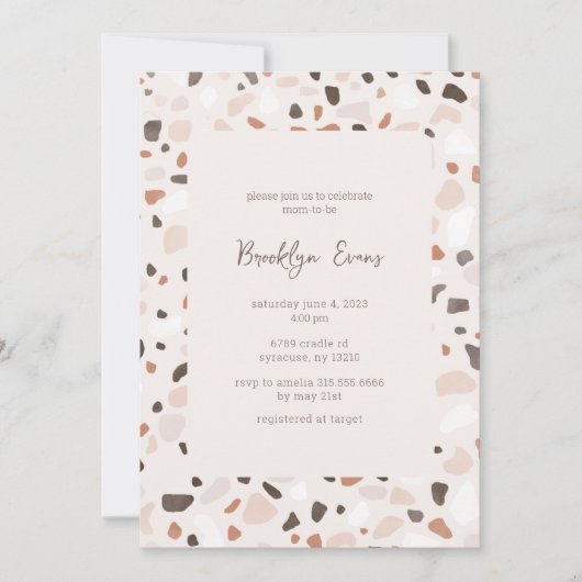 Boho Chic Terrazzo Baby shower Invitation (Devant)
