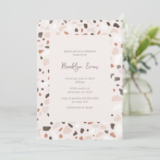 Boho Chic Terrazzo Baby shower Invitation (Debout devant)