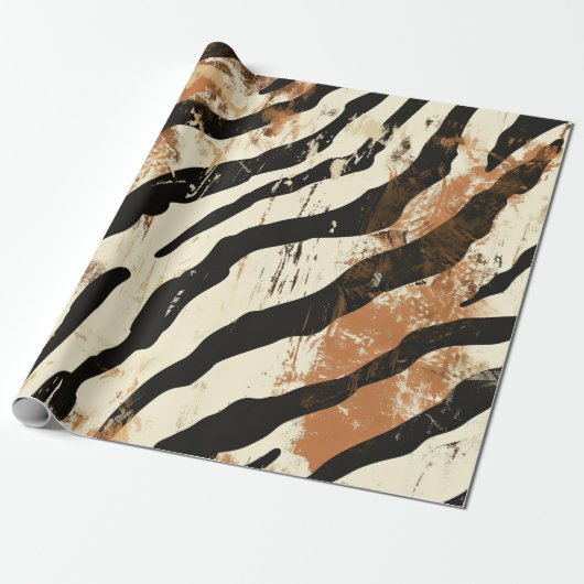 Boho Chic Tiger Print Design Cadeaupapier (Uitgerold)