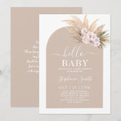 Boho Chic Tropical Baby shower Girl Invitation Kaart (Voorkant / Achterkant)