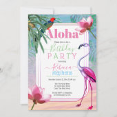 Boho Chic Tropical Beach Waterverf Birthday Party Kaart (Voorkant)