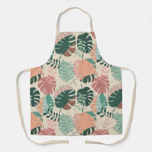 Boho Chic Tropical Botanical Pattern Monogram Schort (Voorkant)
