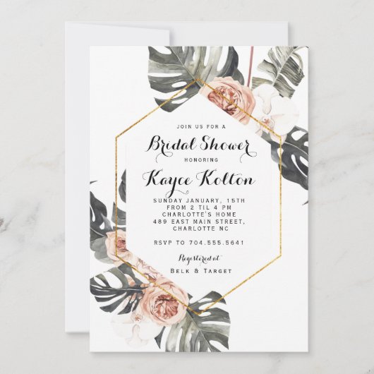 Boho Chic Tropical Bridal Shower INvitation (Devant)