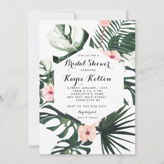 Boho Chic Tropical Bridal Shower INvitation (Devant)