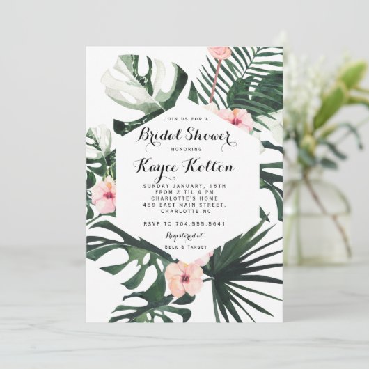 Boho Chic Tropical Bridal Shower INvitation (Debout devant)