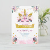 Boho Chic Unicorn Visage Anniversaire Invitation (Debout devant)