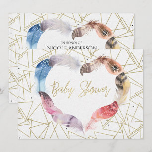 Boho Chic Veerhart Baby Shower Uitnodigingen