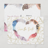 Boho Chic Veerhart Save the Date Modern Aankondigingskaart (Voorkant / Achterkant)