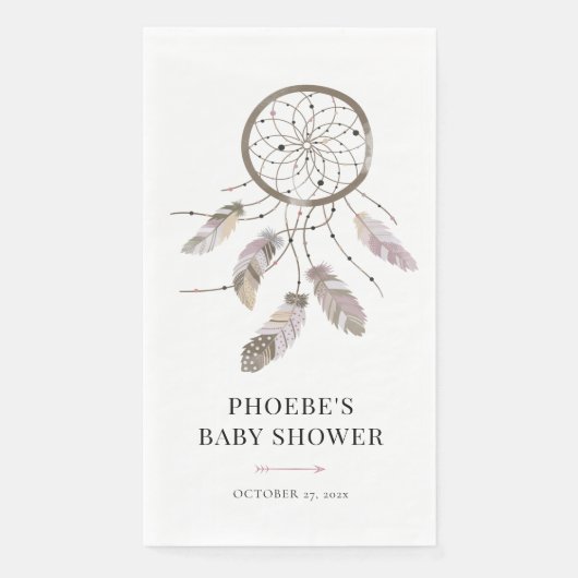 Boho Chic Waterverf Baby shower Servet (Voorkant)