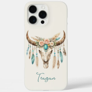 Boho Chic Waterverf Bloem Koeien Schedel iPhone 16 Pro Max Hoesje