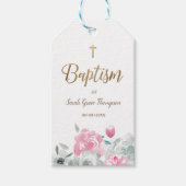 Boho Chic Waterverf Bloemen Baby Doopfeest Cadeaulabel (Voorkant)