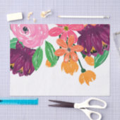 Boho Chic Waterverf Burgundy Pink Flowers Tissuepapier (Craft)