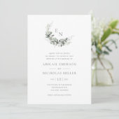 Boho Chic Waterverf Eucalyptus Wedding Kaart (Staand voorkant)