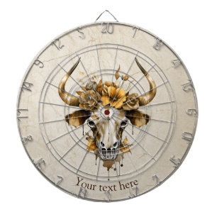 Boho Chic Waterverf Floral Koe Schedel Dartbord
