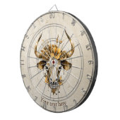 Boho Chic Waterverf Floral Koe Schedel Dartbord (Voorkant Rechts)