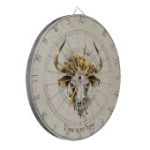 Boho Chic Waterverf Floral Koe Schedel Dartbord (Voorkant Links)