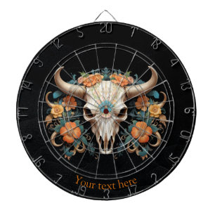 Boho Chic Waterverf Floral Koe Schedel Dartbord