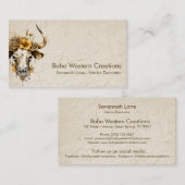 Boho Chic Waterverf Floral Koe Schedel Visitekaartje (Voorkant / Achterkant)