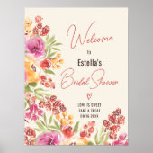 Boho Chic Waterverf Floral Vrijgezellenfeest Welko Poster (Voorkant)