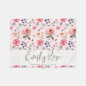 Boho Chic Waterverf florals Gepersonaliseerde stat Fleece Deken (Voorkant (Horizontaal))