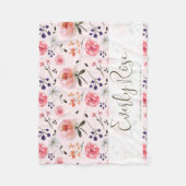 Boho Chic Waterverf florals Gepersonaliseerde stat Fleece Deken (Voorkant)