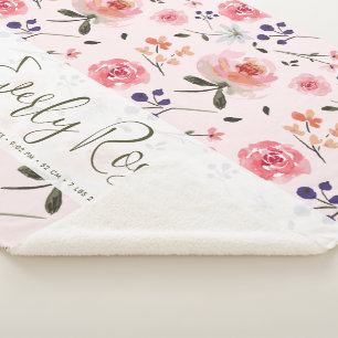 Boho Chic Waterverf florals Gepersonaliseerde stat Sherpa Deken