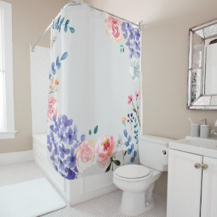Boho Chic Waterverf flower florals Douchegordijn