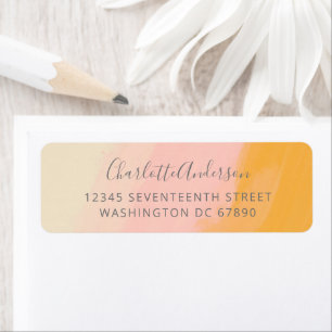 Boho Chic Waterverf Pink Yellow Return Address Etiket