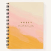 Boho Chic Waterverf Roze en Geel Gepersonaliseerd Notitieboek (Voorkant)