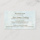 Boho Chic Waterverf Witte Bloemen Koe Schedel Visitekaartje (Achterkant)