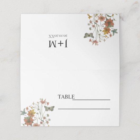 Boho Chic Wedding Place Card (Buitenkant ongevouwen)