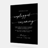 Boho Chic White Black Wedding Unplugged Ceremony Acryl Bord (Hoek)