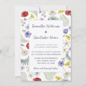 Boho Chic Wild Flower Waterverf Wedding Kaart (Voorkant)