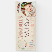 Boho Chic Wild ONE Girly Birthday Party Spandoek (Verticaal)