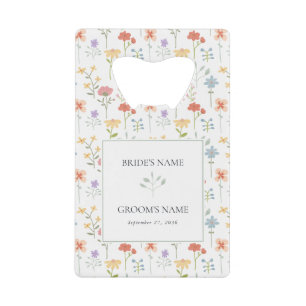 Boho Chic Wilde Bloemen Moderne Bloemige Trouwguns Kredietkaart Flessenopener
