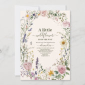 Boho Chic Wildflower Baby shower Kaart (Voorkant)