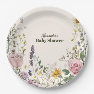 Boho Chic Wildflower Baby shower Papieren Bordje