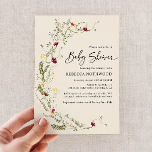 Boho Chic Wildflower Baby shower Uitnodiging