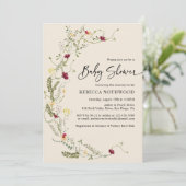 Boho Chic Wildflower Baby shower Uitnodiging (Staand voorkant)