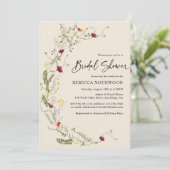 Boho Chic Wildflower Bridal Shower Invitation Kaart (Staand voorkant)